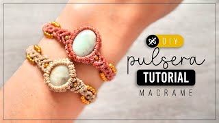 Pulsera Cabochon 🌟 Como hacer pulsera con piedra  diy tutorial paso a paso ● macrame bracelet 348 [upl. by Piero65]