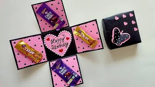 Chocolate explosion boxDIY Greeting Card for Happy BirthdayHow to make Explosion Box for birthDay [upl. by Yenaled]