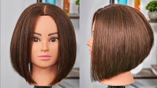 Stacked Bob Tutorial  How to Cut a Classic Bob  Angled Bob Haircut [upl. by Sorensen]