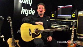 Epiphone® AJ220SCE Solid Top Cutaway AcousticElectric Guitar Natural Overview [upl. by Freud]