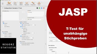 JASP Tutorial deutsch TTest für unabhängige Stichproben mit WelchTest MannWhitneyUTest [upl. by Melisande]