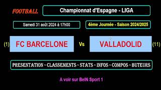 FC BARCELONE  VALLADOLID  4ème journée  Liga  Match football saison 20242025 [upl. by Katharine]