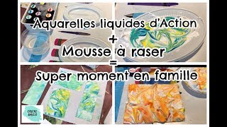 Action Aquarelle liquide Fonds avec mousse à raser en famille [upl. by Eahsal95]