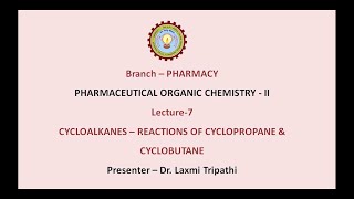 Pharmaceutical Organic Chemistry II  Cycloalkanes Reactions of Cyclopropane amp Cyclobutane  AKTU [upl. by Llertak]