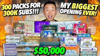 INSANE PULLS 😱🔥 OPENING 300 PACKS TO CELEBRATE 300K SUBSCRIBERS MY BIGGEST OPENING EVER 50K [upl. by Moria]