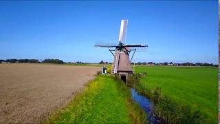 Windmill De Eendracht Kimswerd Friesland The Netherlands from above by Drone [upl. by Innus]