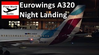 Eurowings Airbus A320 Croatia Sticker night landing at Berlin TXL [upl. by Lelith]