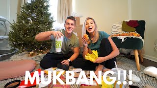 Answering your ASSUMPTIONS of us during our first MUKBANG [upl. by Arretal]