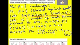 Hypothesis testing for binomial critical regions [upl. by Trellas]