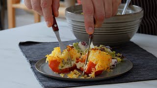 Gefüllte Paprika mit Kartoffelhaube aus dem Ofen leckere VeggieKüche [upl. by Botsford]