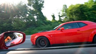 Nissan GTR vs Dodge HELLCAT Stock vs Stock [upl. by Bolme]