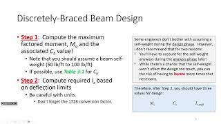 CE 414 Lecture 37 Designing DiscretelyBraced Beams with quotLowquot Cb Values 20230412 [upl. by Adriene642]