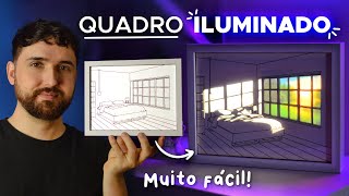 COMO FAZER QUADRO ILUMINADO  DIY LIGHT PAINTING [upl. by Marissa]