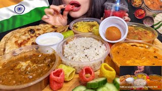 ASMR INDIAN FOOD MUKBANG No Talking PUNJABI VEGETARIAN THALI foodlover mukbangeatingvegetables [upl. by Acinonrev859]