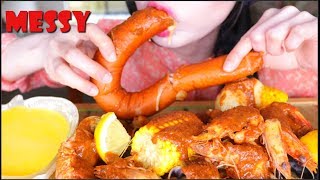 ASMR RENDANG SEAFOOD BOIL  LOBSTER TAIL  KING PRAWN  CHORIZO EATING SOUNDS  NO TALKING [upl. by Halyak353]