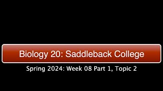 Saddleback Spring 2024 Biol 20  Week 8 Part 1 Topic 2 [upl. by Ammej]