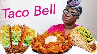 Taco Bell Mukbang  Nacho Fries Supreme Doritos Locos Taco Gordita Taco [upl. by Nodearb]