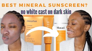 I Found the BEST MINERAL SUNSCREENS for DARK SKIN  Minimal NO WHITE CAST ♡ April Basi [upl. by Yrrek329]