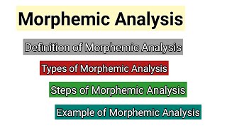 Morphemic Analysis  Word identification  Morphemes in Linguistics  Morphemic Analysis Examples [upl. by Ena273]