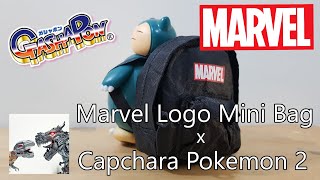 Gashapon Marvel Logo Mini Bag Backpack X Gacha Capchara Pokemon Series 2 Snorlax [upl. by Lotz]