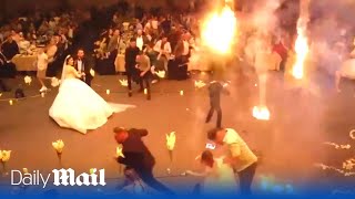 Shocking new Iraq wedding drone footage showing moment venue set ablaze [upl. by Eijneb]