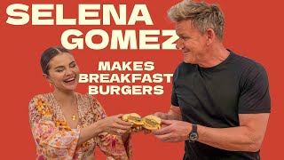 Selena Gomez Makes A Breakfast Burger with Gordon Ramsay [upl. by Nosde]