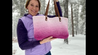 The Huggable Tote for 1 cake of Bernat Blanket Perfect Phasing yarn easy crochet tutorial [upl. by Constance]