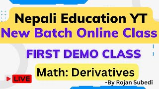 🔴MATH DEMO Class Day 1  Class 12 NEB Math Derivatives Using Formula [upl. by Ober]