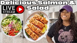 Delicious Salmon amp Salad Recipe [upl. by Odyssey]