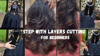 STEP WITH LAYERS CUTTING TUTORIAL FOR BIGINNERS Layer cut for medium hairStep cut [upl. by Bora]