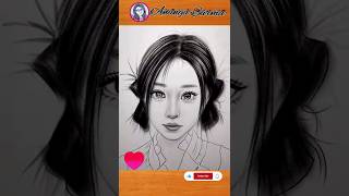 Draw a Cute girl face step by the how to draw pencil sketch drawing shorts short [upl. by Ratna]