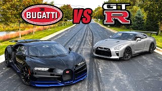 My Bugatti Chiron VS My 2000HP Nissan GTR DRAG RACE [upl. by Liuka]