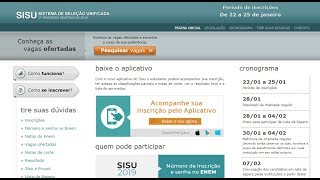 SISUMECGOVBR  SISU 2019 INSCRIÇÃO  DATA [upl. by Carbrey]