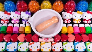 Satisfying Video Mixing Hello Kitty amp Makeup Cosmetic into Clear Slime Cosmetics🌈 BonBon Slime 6 [upl. by Alegnasor339]