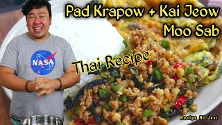 PAD KRAPOW  KAI JEOW MOO SAB Thai pork with Holy basil  Omelet with basil  Recipe Ni Jesi [upl. by Mina]