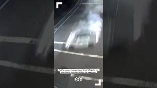 Traffic camera footage shows driver of sports car lose control and crash killing her passenger [upl. by Naquin660]