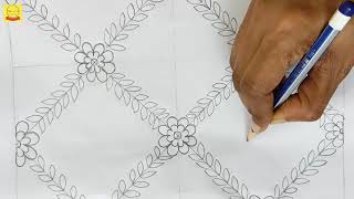 Amazing phulkari dupattaorna design drawing for hand embroideryFulkari design drawing tutorial [upl. by Mauralia185]