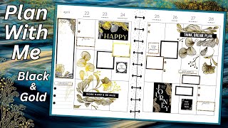 Something Different  Black amp Gold Plan With Me  Happy Planner spread [upl. by Eicram]