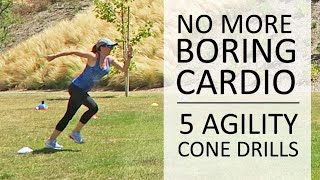 5 best agility cone drills for non boring cardio amp speed workout at home [upl. by Asselam98]