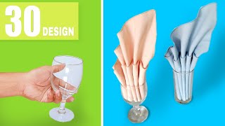 30 GLASS AND GOBLETS BEAUTIFUL DESIGN NAPKIN FOLDING IN THE GLASS AND GOBLETS [upl. by Surbeck]