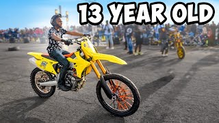 13 Year Old Caribbean Kid Wheelies 450 DirtBike   Braap Vlogs [upl. by Eelanna]