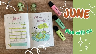 plan with me  JUNE 2024  Frog swamp 🐸✨ bullet journal setup [upl. by Bachman]