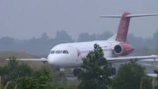 Transnusa Fokker F70 Take off at Dumai [upl. by Inattirb]