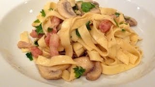 Creamy Tagliatelle with Bacon amp Mushrooms CookAlong Video [upl. by Libbna]