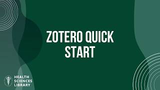 Zotero Quick Start [upl. by Hernardo]