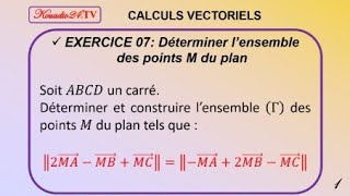 EXERCICE  07 CALCULS VECTORIELS  LIGNE DE NIVEAU [upl. by Kries]