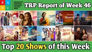 BARC TRP Report of Week 46  Top 20 Shows of this Week [upl. by Zigmund]