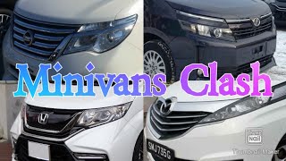 Toyota Voxy VS Nissan Serena VS Mazda Biante VS Honda Stepwagon Which is the best minivan [upl. by Nussbaum]