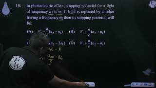 In photoelectric effect stopping potential for a light of frequency n1 is v1 If light is repla [upl. by Annirac]