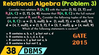 Relational Algebra Solved Problem 3 [upl. by Haididej374]